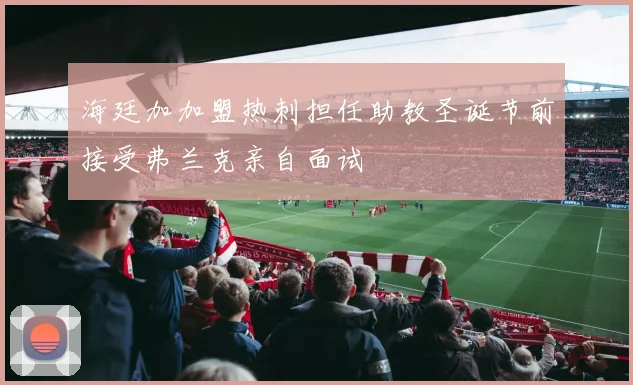 海廷加加盟热刺担任助教圣诞节前接受弗兰克亲自面试